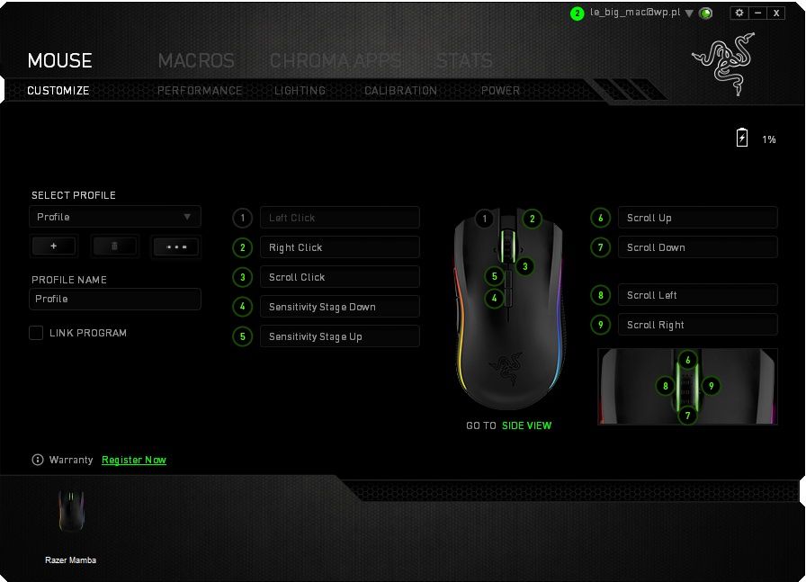 Razer Mamba Chroma - oprogramowanie Razer Synapse
