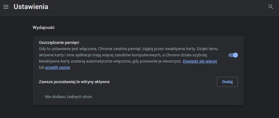 Google Chrome Memory Saver