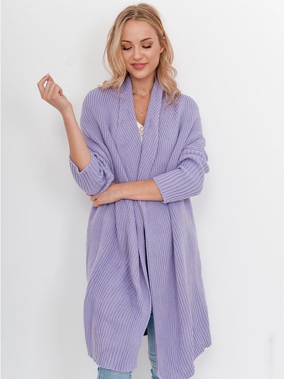 sweter welniany damski fioletowy dlugi