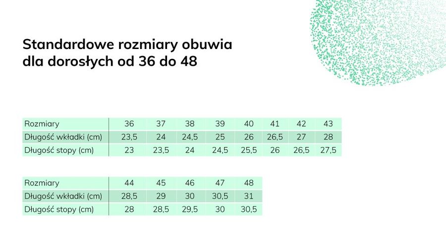 tabela rozmiarów butów