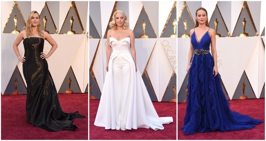 Kate Winslet, Lady Gaga i Brie Larson an ceremonii rozdania Oscarów 2016.