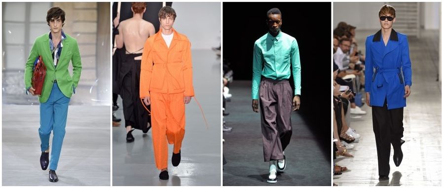 Kolorowe ubrania z wiosenno-letnich kolekcji męskich pokazów Berluti, Costume National, Craig Green i Facetasm.