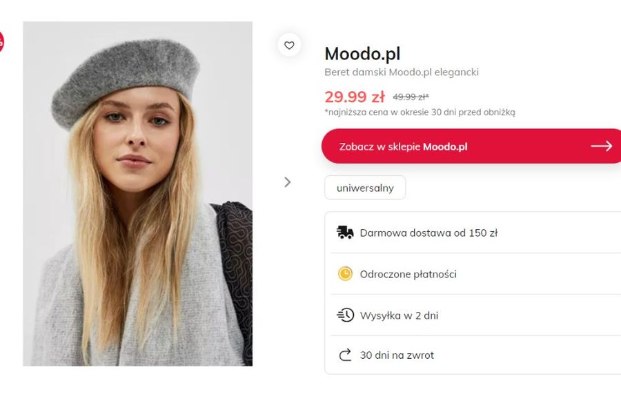 Czapki z wyprzedaży w Moodo na morele.lol