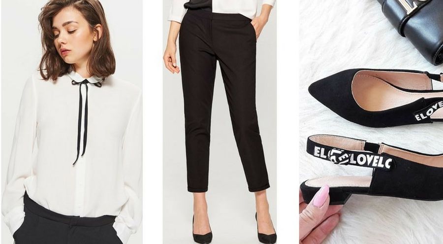 Elegancka stylizacja z białą koszulą