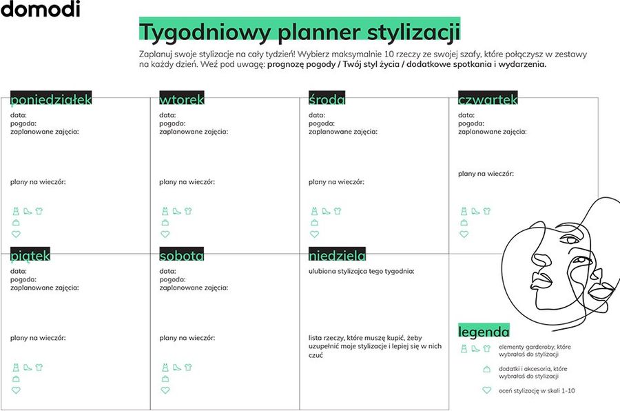 tygodniowy planner stylizacji
