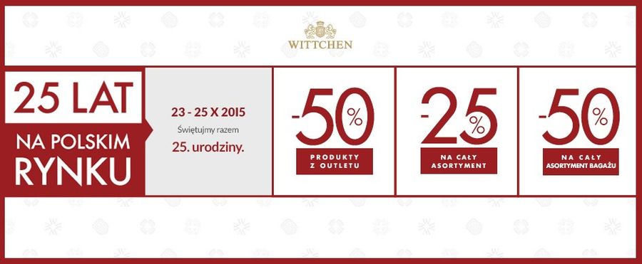 <p>W ten weekend WITTCHEN obchodzi swoje 25. urodziny. Z tej okazji chcemy przybliżyć historię marki, która już od ponad ćwierć wieku jest obecna na polskim rynku.</p>