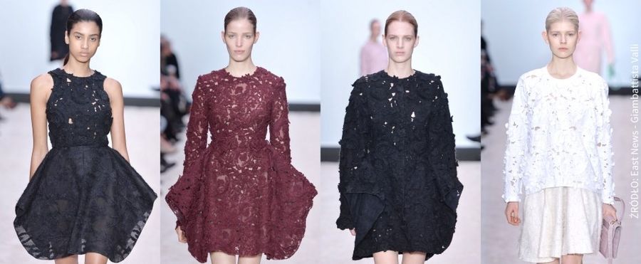 <p>Jak nosić koronkowe ubrania? Nasza stylistka Monika Mia Grelewicz radzi ten motyw zestawiać z ciężkimi tkaninami. Koronkowy crop top będzie dobrze wyglądał w zestawieniu z rozkloszowaną, skórzaną spódnicą.</p>