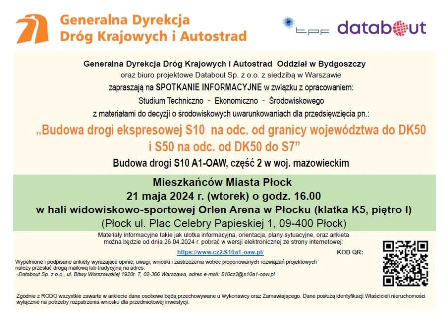 Spotkania konsultacyjne w sprawie budowy drogi ekspresowej S10!