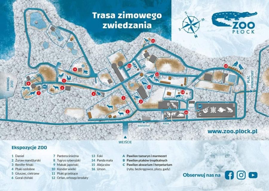 Trasa zimowego zwiedzania w płockim zwierzogrodzie. ZOO Płock zaprasza