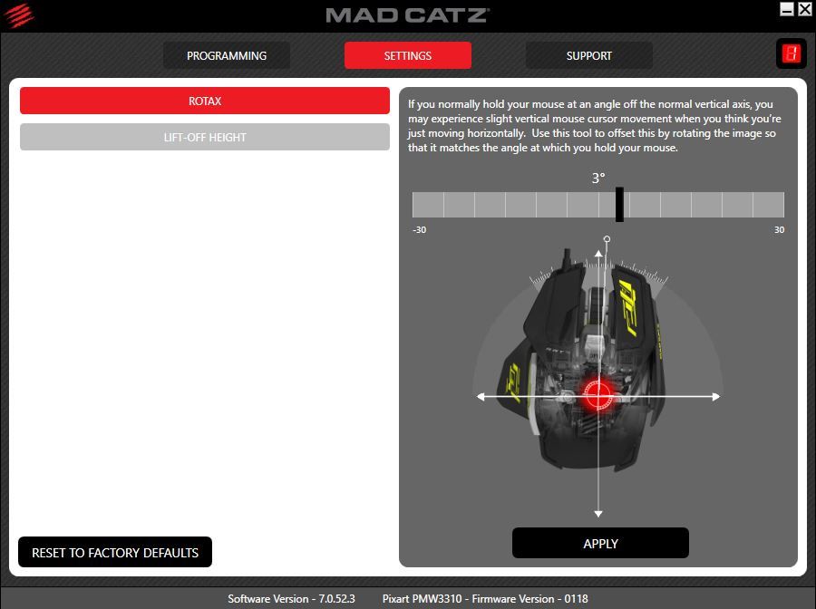 Mad Catz R.A.T. PRO S ustawienia sensora