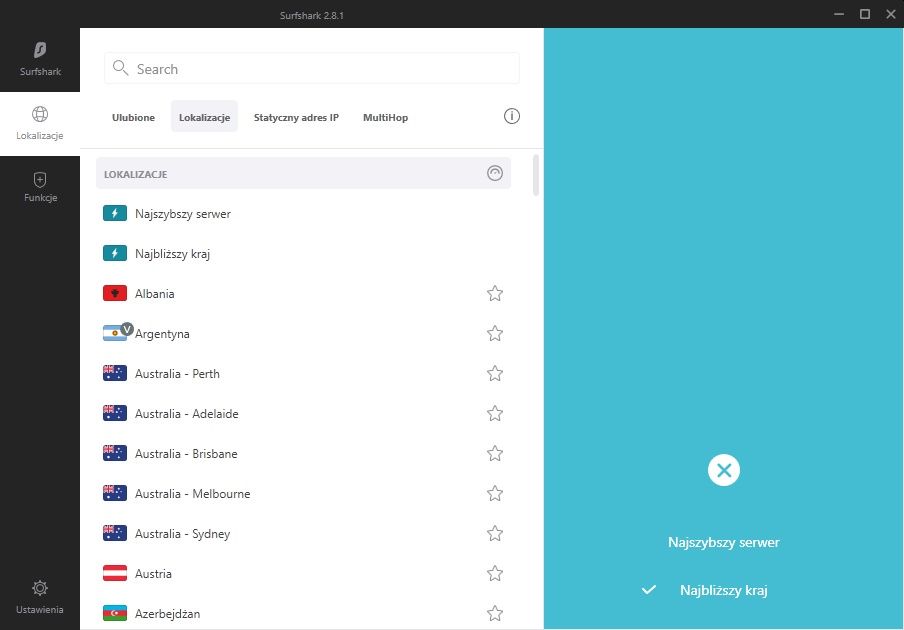 Surfshark VPN optymalne połączenie