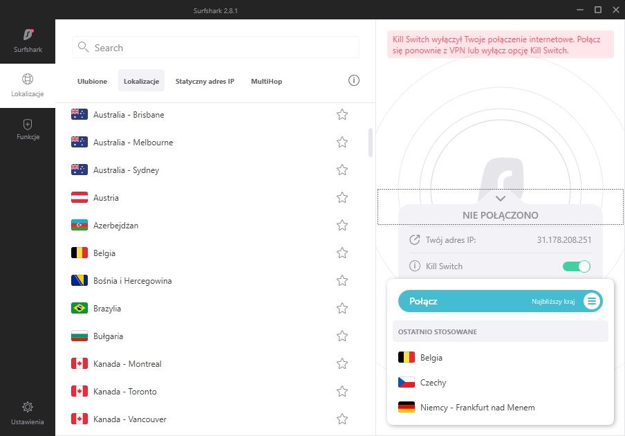 Kill Switch blokada połączenia