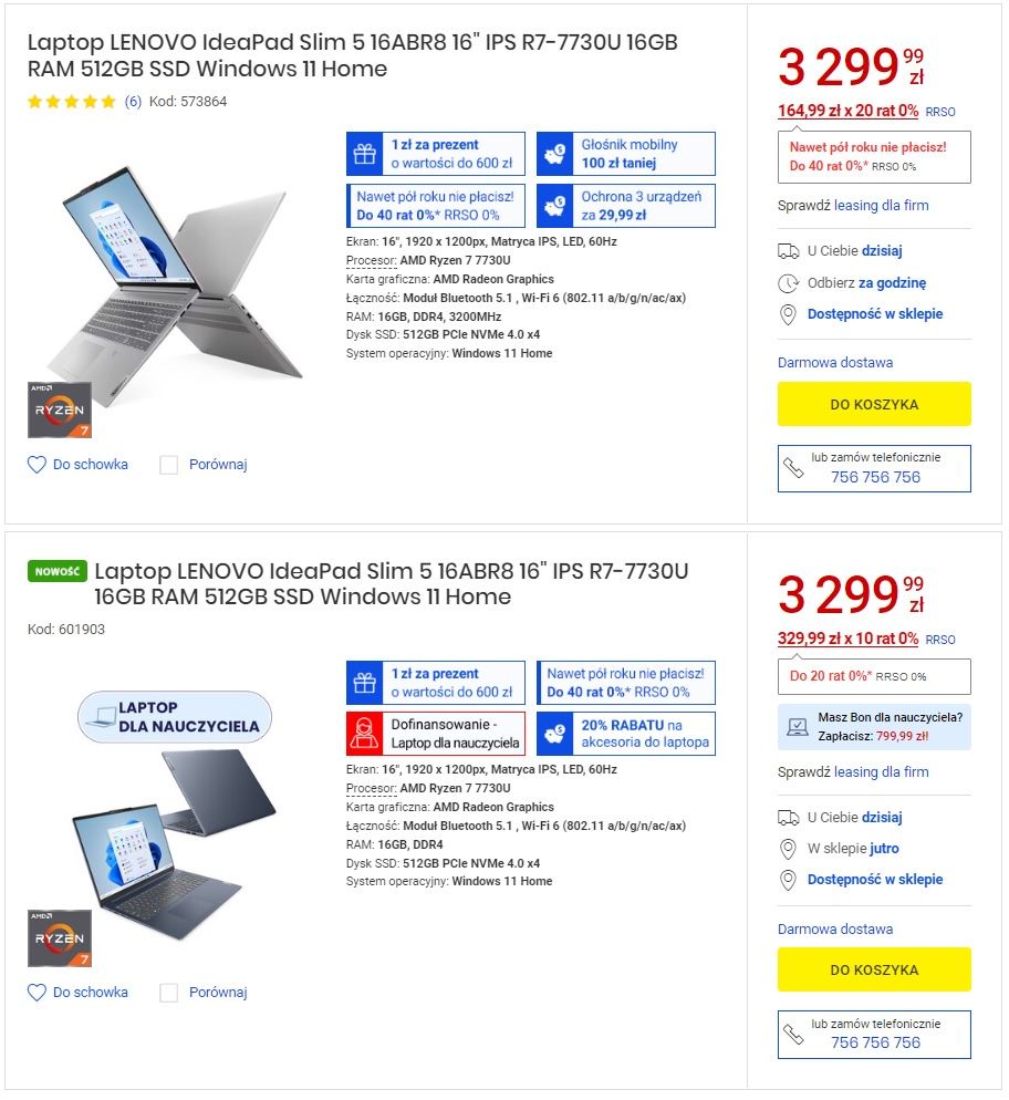 Laptop dla nauczyciela - oznaczenie