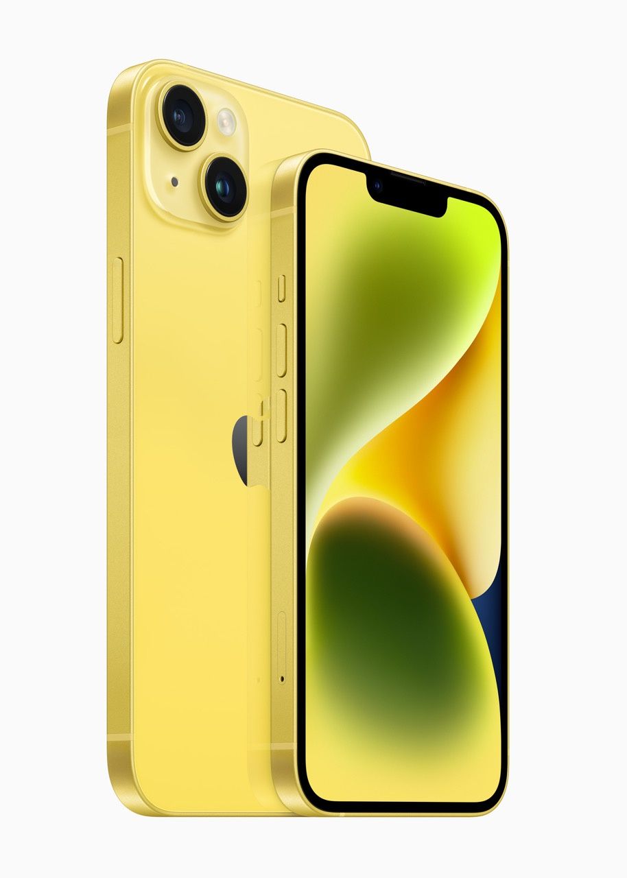 iPhone 14 żółty tył i przód