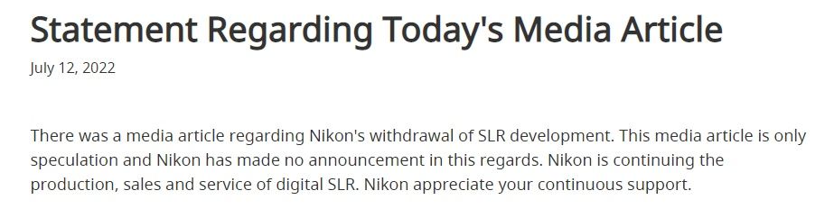 Nikon oświadczenie
