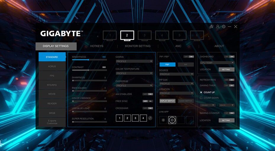 Gigabyte G27QC - aplikacja SideKick