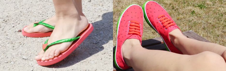 Arbuzowe trampki i japonki - DIY