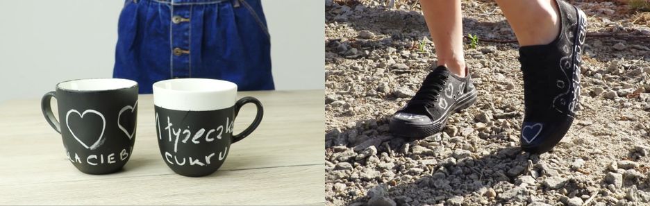 Kubek i trampki do malowania kredą - DIY