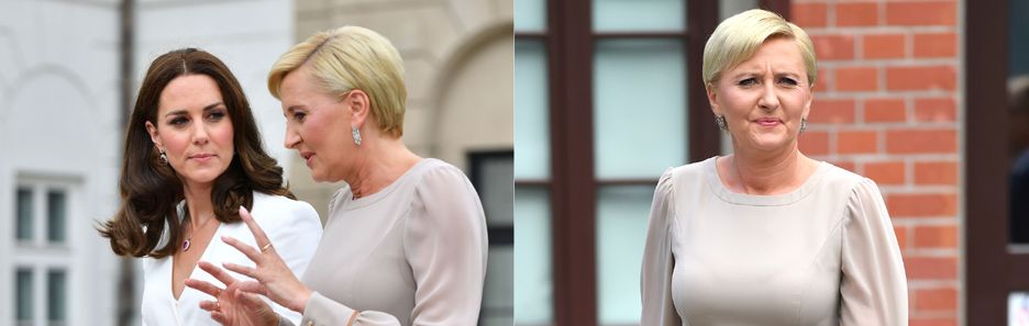 Chce być jak księżna? Agata Duda włożyła sukienkę w stylu Kate Middleton. Będzie idealna na wesele