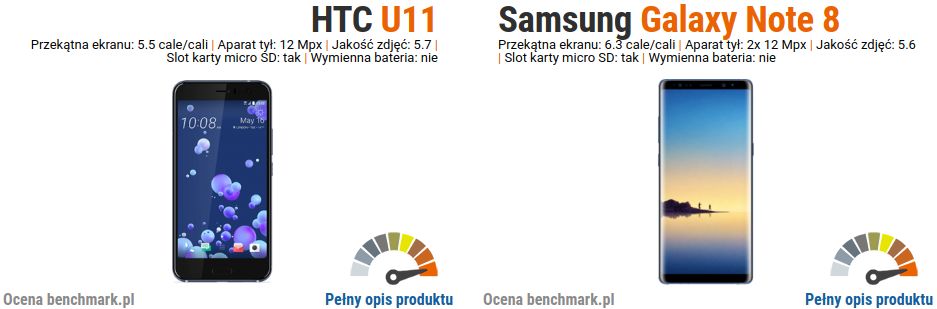 HTC U11 vs Samsung Galaxy Note 8