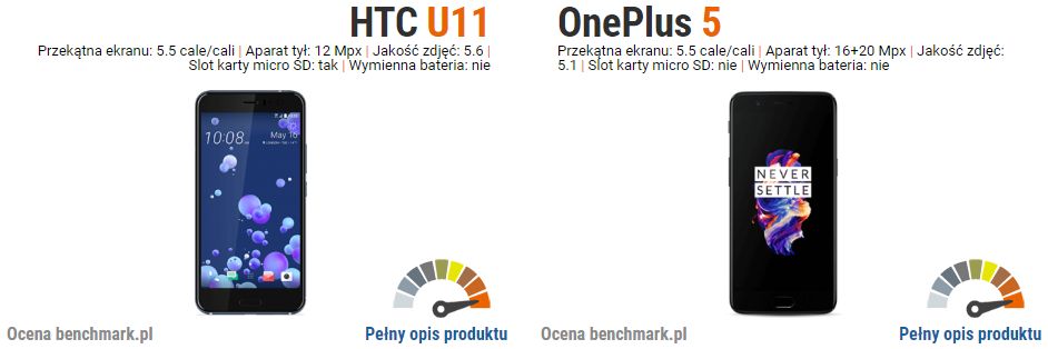 HTC U11 vs OnePlus 5