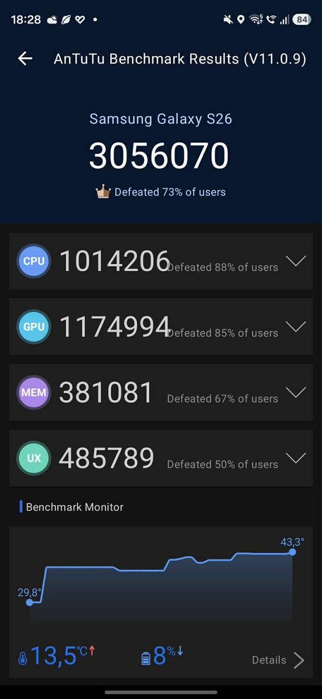Samsung Galaxy S26 - Antutu Benchmark