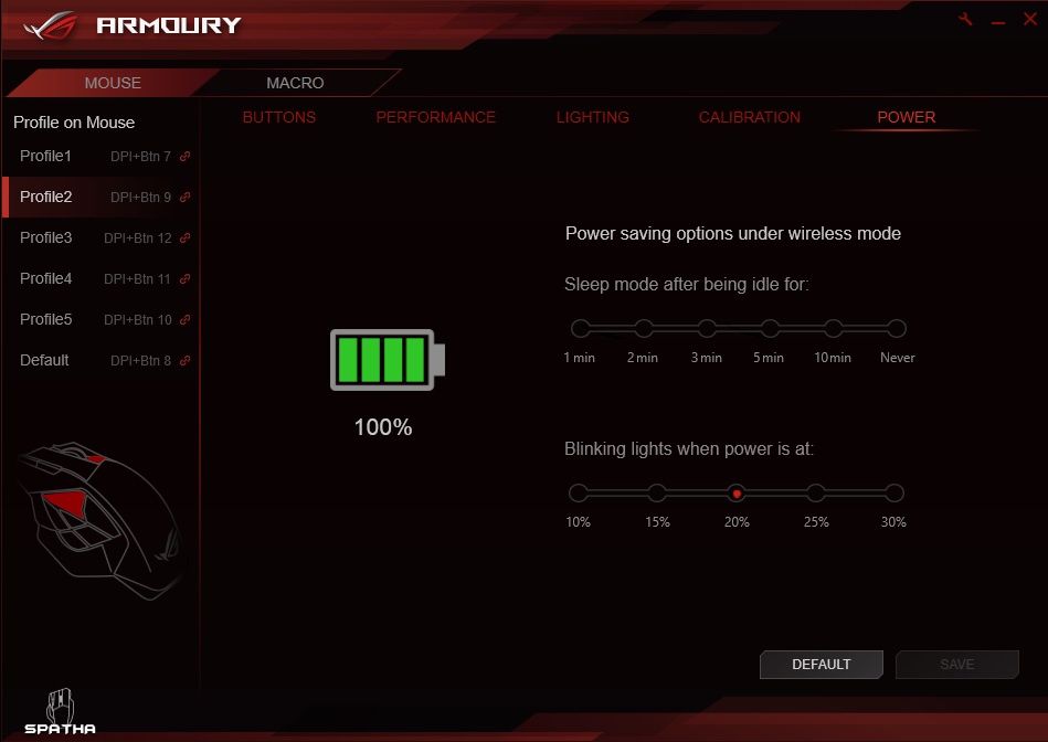 Asus ROG Spatha - ROG Armoury i ustawienia oszczędzania energii