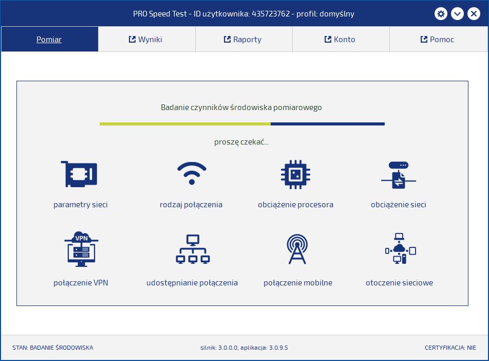 PRO Speed Test - badanie środowiska przed pomiarem prędkości Internetu