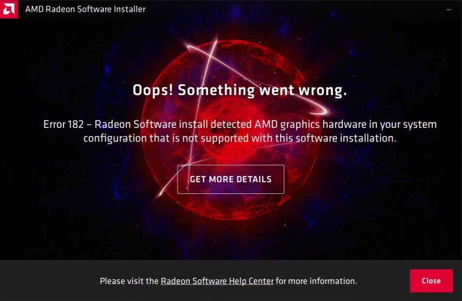 AMD Radeon Software - błąd przy instalacji