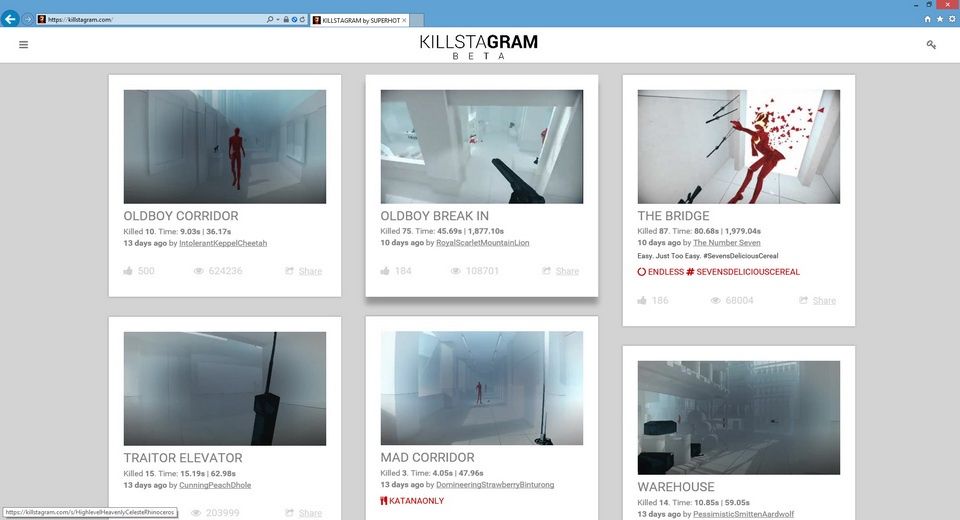 SUPERHOT - społecznościowy Killstagram