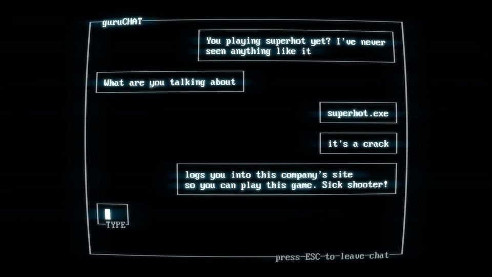 SUPERHOT - fabuła prowadzona poprzez chat