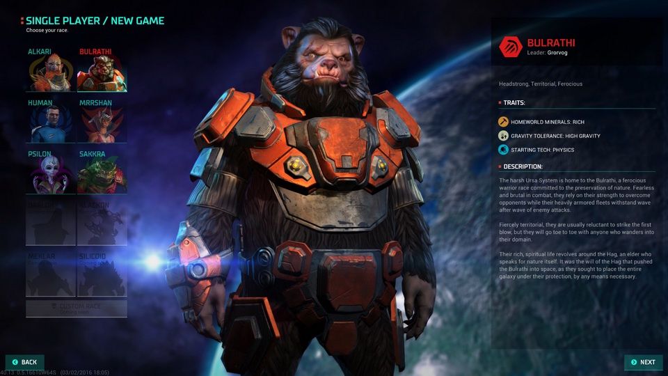 Master of Orion: Conquer the Stars - wybór rasy