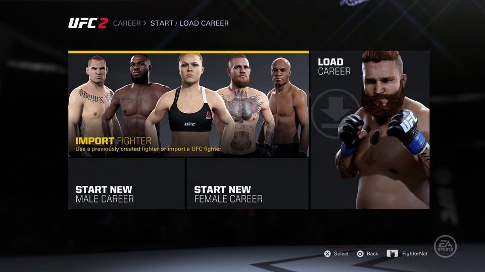 EA Sports UFC 2 - krzykliwe menu gry