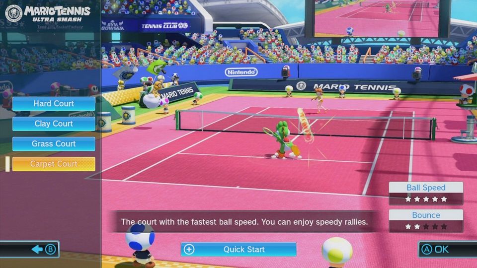 Mario Tennis: Ultra Smash - rodzaje kortów
