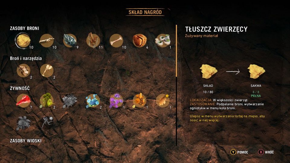 Far Cry Primal - zebrane zasoby wioski