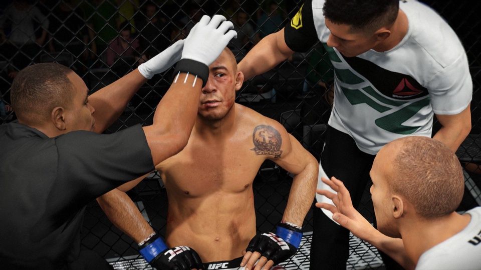 EA Sports UFC 2 - widoczne obrażenia na ciele zawodnika