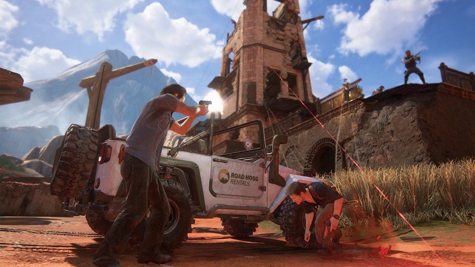 Uncharted 4 -ostrzeliwanie się zza osłony