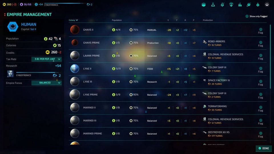Master of Orion: Conquer the Stars - zarządzanie imperium
