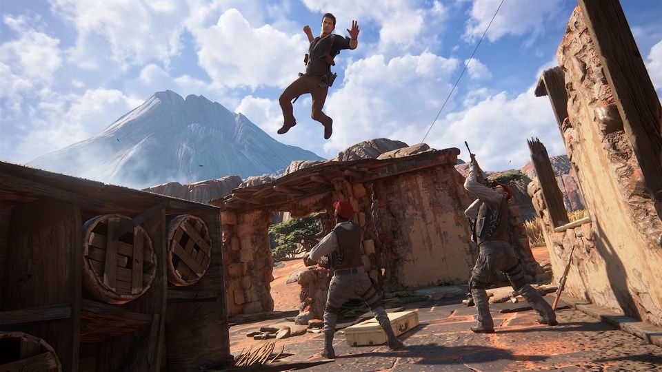 Uncharted 4 - skok na przeciwników