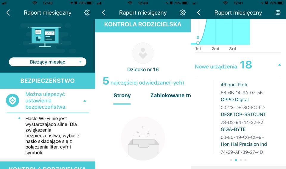 TP-Link Deco P9 - Aplikacaj Deco Raporty miesięczne