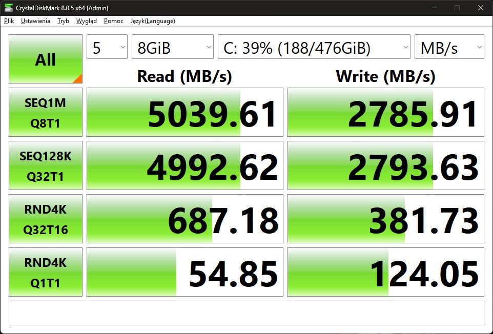 ASUS Zenbook S 14 UX5406S - crystaldiskbench