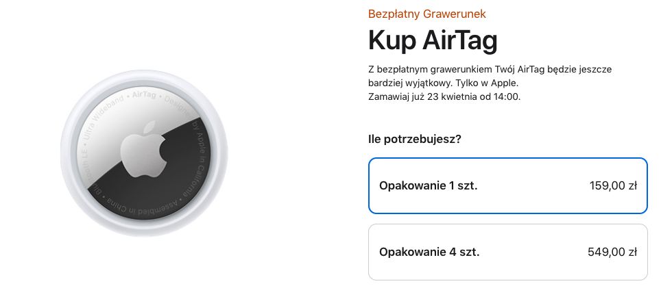 Apple AirTag cena