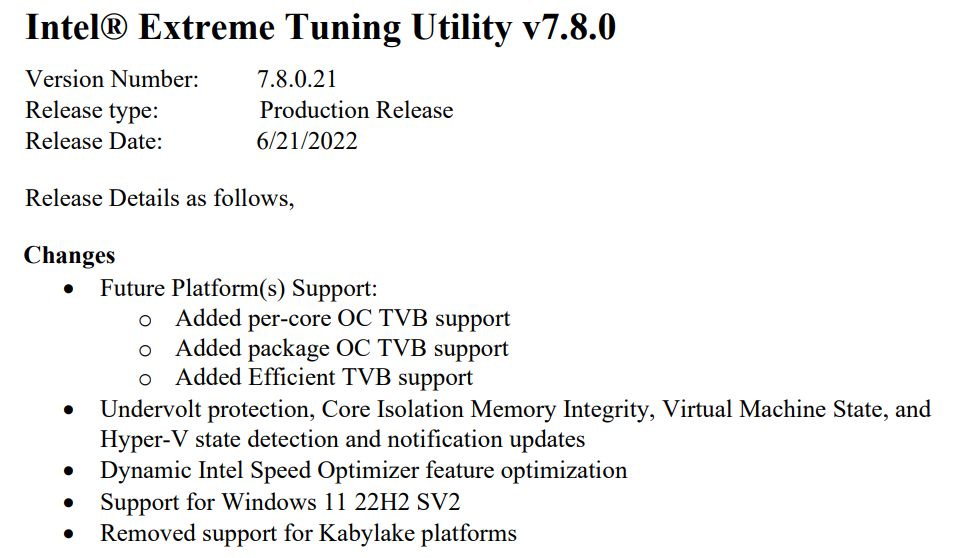 Intel XTU - nowe funkcje