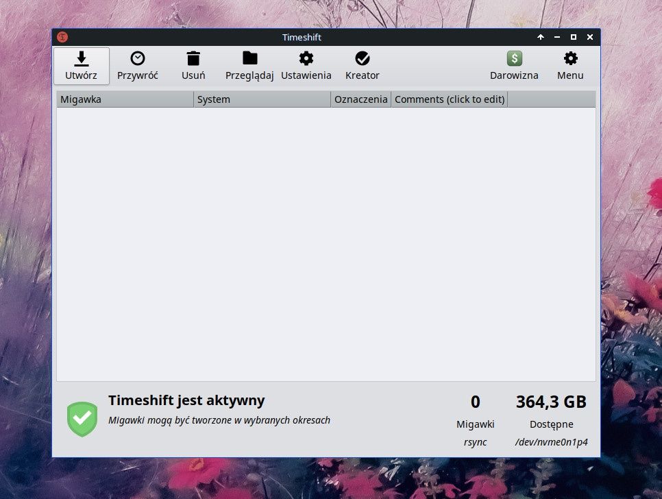 timeshift screen