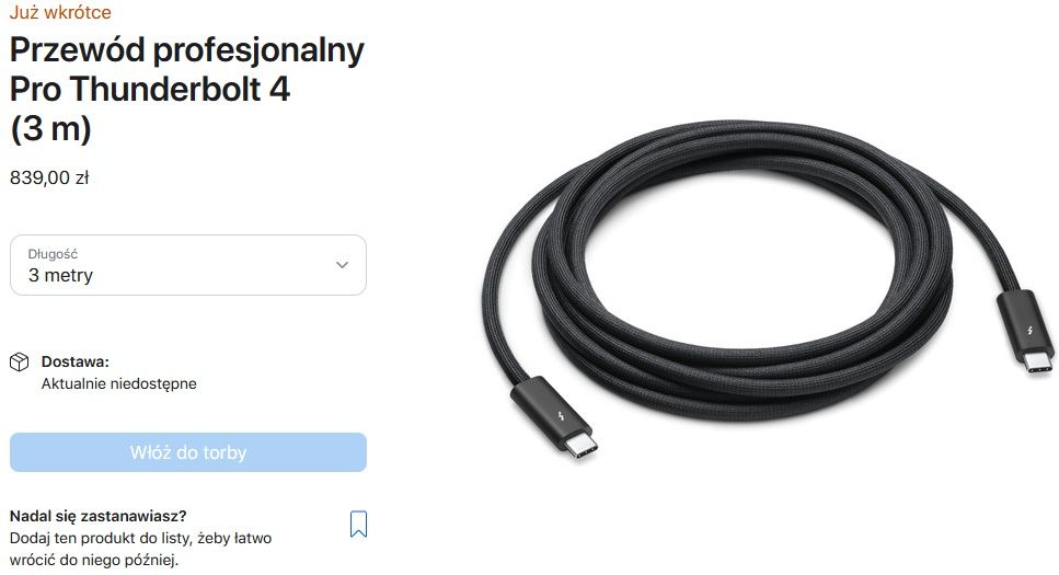 Apple przwód Pro Thunderbolt 4