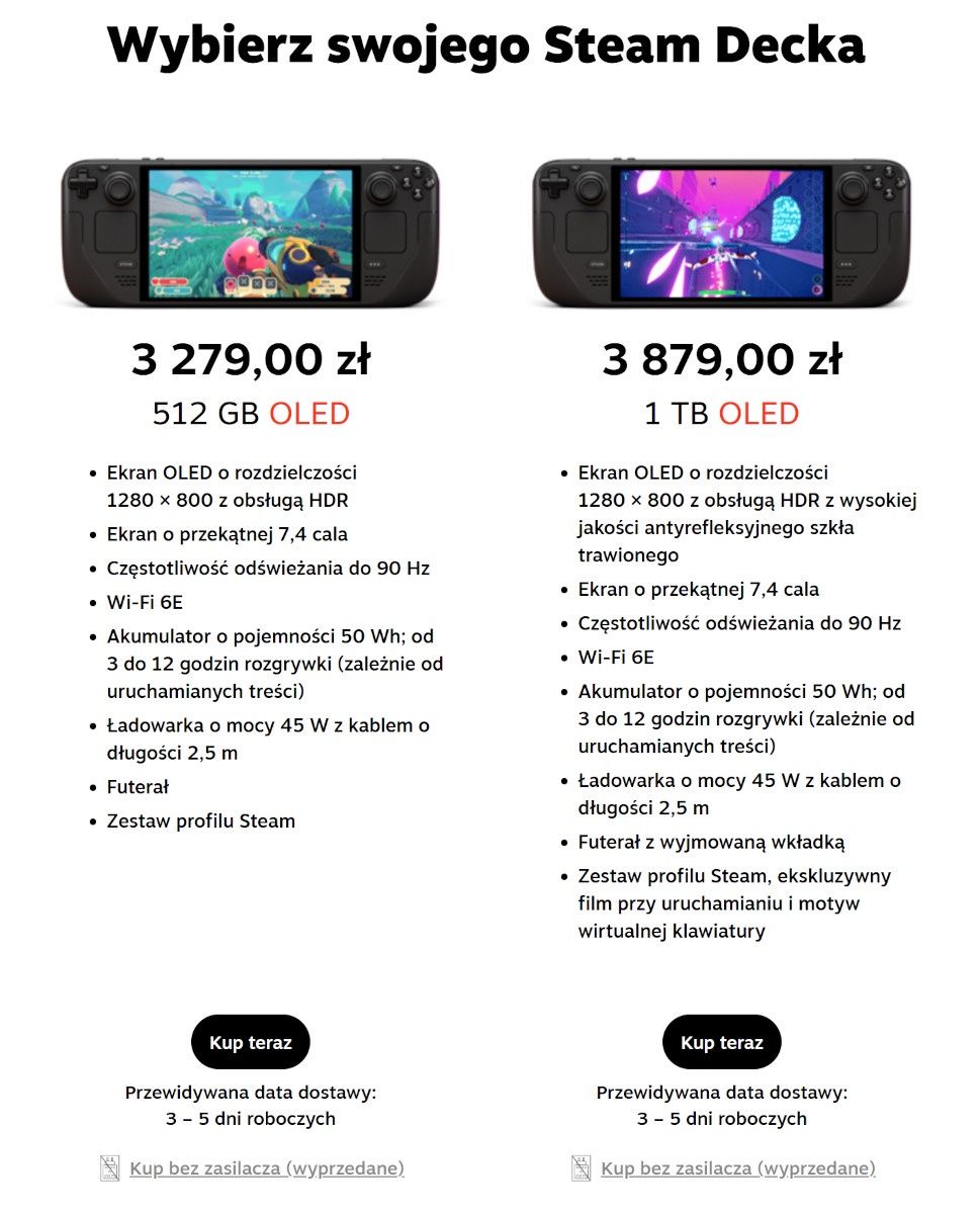 Konsole Steam Deck wróciły do sklepu w wyższych cenach