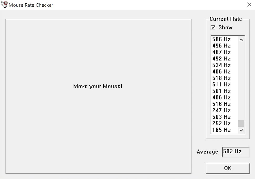 Mouse Rate Checker wynik