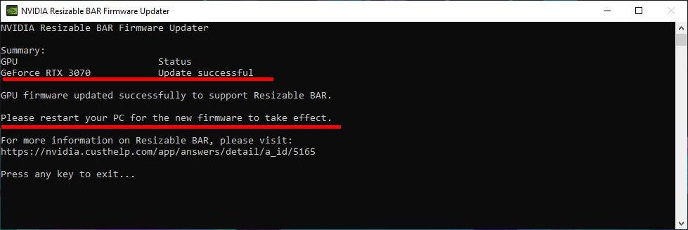 Founders Edition Firmware Update Tool - aktualizacja wykonana