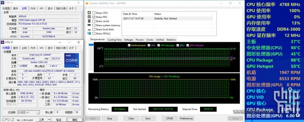 Intel Core i9-11900KF - temperatury procesora