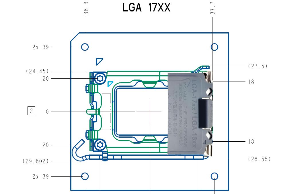 Intel LGA 1700 - schemat gniazda